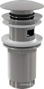 Донный клапан click/clack, с большой заглушкой и переливом, хром AlcaPlast Универсал A392 / A392C