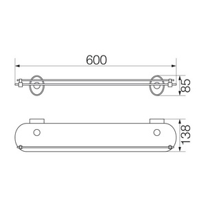 Полка стеклянная с ограничителем 60 см, бронза XX Veragio Bonjour VR.BNR-7811.BR