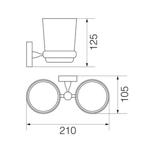 Стакан двойной настенный, бронза/керамика XX Veragio Stanford VR.STD-7742.BR