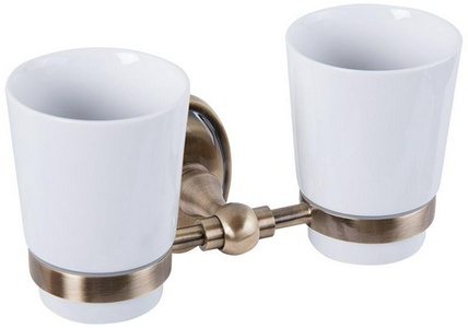 Стакан двойной настенный, бронза/керамика XX Veragio Bonjour VR.BNR-7842.BR