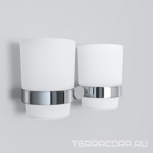 Стаканчик двойной стеклянный настенный, хром,  AMPM Sense L A74343400