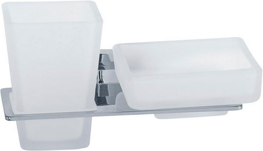 Стакан с мыльницей настенный, хром/матовое стекло XX Veragio Ramba VR.RMB-4943.CR