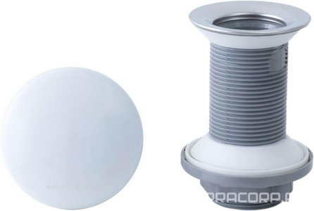 Донный клапан для сливного отверстия раковин, универсальный, незапираемый, G 1 1/4, (пластик, крышка  слива керамика цв.белый матовый),  ZZ Allen Brau Fantasy 5.11001.21