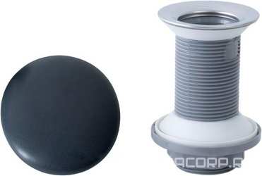 Донный клапан для сливного отверстия раковин, универсальный, незапираемый, G 1 1/4, (пластик, крышка  слива керамика цв.антрацит), Fantasy ZZ