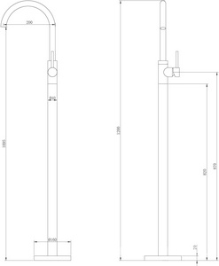 Смеситель для раковины, напольный, без д/к, внутрен.часть в компл., (цв.никель),  ZZ Abber Kreis AF8141NG
