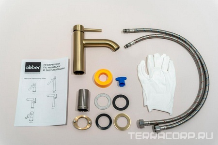 Смеситель для раковины, (цв.золото матовое),  ZZ Abber Kreis AF8110G