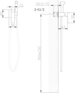 Смеситель совмещ. с гигиенич. душем, готовый к-т: лейка, шланг, скрытая часть, (цв.хром),  ZZ Abber Wasserfall AF8625