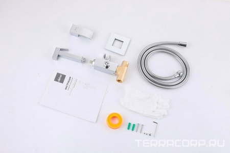 Смеситель совмещ. с гигиенич. душем, готовый к-т: лейка, шланг, скрытая часть, (цв.хром),  ZZ Abber Wasserfall AF8625