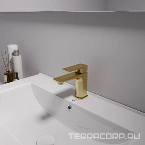 Смеситель для раковины, без д/к, (цв.золото матовое),  ZZ Oliveeka D-LINE OL-139003-BG