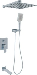 Душевой к-т: смеситель встр.в стену, верхний душ 300х300мм, ручн.душ, шланг, кронштейн совмещ. со шланг.подсоед., излив, (цв.хром), D-LINE ZZ