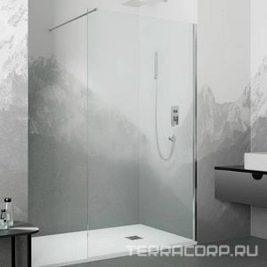 Душевая перегородка 1000хh2000мм, правая/левая, (стекло прозрачное 8мм Easy Clean, укорачиваемый кронштейн 1200мм, фурнит.цв.хром), Walk IN ZZ RGW Walk In 351001010-11