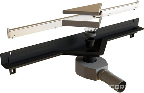 Душевой трап  600мм, готов к-т, сифон d50мм, затвор сухой/гидро, под плитку / крышка решетка, (цв.нерж.сталь), RGW SDR-60 ZZ RGW Универсал 21216000-011