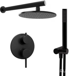 Душевой к-т: смеситель  встр. в стену, верхний душ 250мм, ручн.душ, шланг, кронштейн совмещ. со шланг.подсоед., (цв.черный брашированный PVD), Cox ZZ