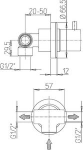 Дивертор встраиваемый на 2 входа (цв.хром),  ZZ Paini Cox 78CR425
