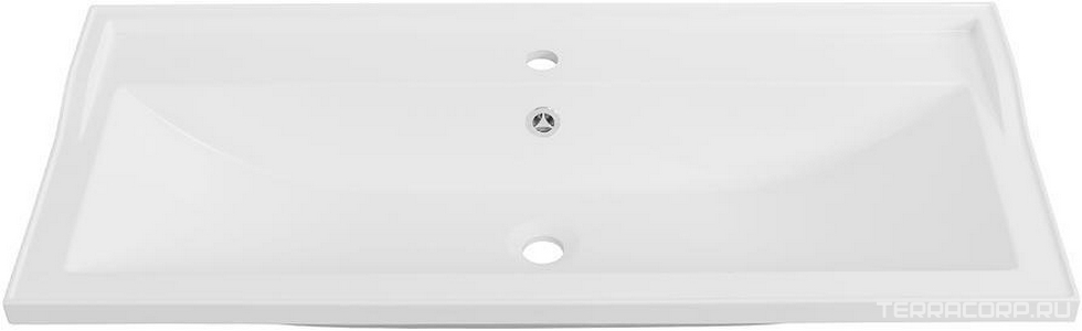 Раковина 1000x450x179мм, с 1 отв.д/смесит., с переливом, (искусственный мрамор, цв.белый), Cezares ZZ Cezares Универсал CZR-1000/450-LV-MR-FS