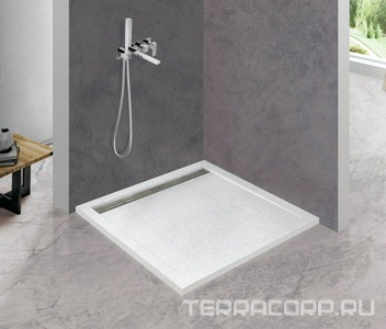 Поддон душевой 1000х1000h30мм, квадратный, без сифона арт.TRAY-AS-01, искуственный мрамор цв.белый, Cezares ZZ Cezares Универсал TRAY-AS-A-100-30-W