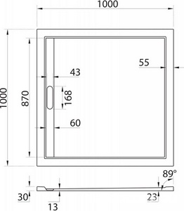 Поддон душевой 1000х1000h30мм, квадратный, без сифона арт.TRAY-AS-01, искуственный мрамор цв.белый, Cezares ZZ Cezares Универсал TRAY-AS-A-100-30-W