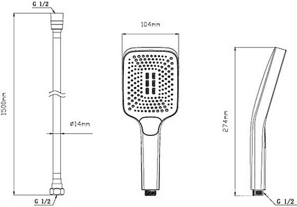 Лейка д/д ручная, шланг 150см. в компл., (цв.вороненая сталь), Vincea ZZ Vincea Универсал VSHN-41HGM