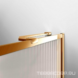 Душевая шторка на ванну, стационарная, правая/левая, 700хh1400мм, (стекло рифленое 5мм Easy Clean, фурнитура цв.брашированное золото), Vincea ZZ Vincea Универсал VSB-41700FLG