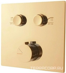 Смеситель для душа встраиваемый в стену, на 2 потребителя, (цв.брашированное золото), Vincea ZZ