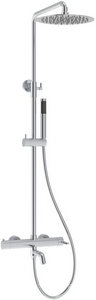 Смеситель для ванны(душа), со стационарным верхн.душем 25см., душевая лейка, шланг в компл., (цв.хром),  ZZ Vincea Villa VSFS-1VL1CH