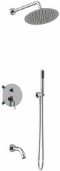Душевой к-т: смеситель встр.в стену, верхний душ d250мм,, ручной душ, шланг, кронштейн совмещ. со шланг.подсоед., излив, (цв.хром), Villa ZZ