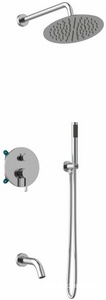 Душевой к-т: смеситель встр.в стену, верхний душ d250мм,, ручной душ, шланг, кронштейн совмещ. со шланг.подсоед., излив, (цв.хром),  ZZ Vincea Villa VSFW-1VL3CH