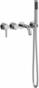 Смеситель для ванны, встраиваемый в стену, шланг, лейка, кронштейн, внутренняя часть в компл., (цв.хром),  ZZ Vincea Villa VTFW-1VL1CH