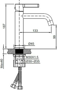 Смеситель для раковины, без д/к, (цв.брашированный никель),  ZZ Vincea Villa VBF-1VL1BN