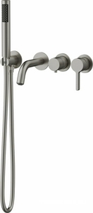 Смеситель для ванны, встраиваемый в стену, шланг, лейка, кронштейн, внутренняя часть в компл., (цв.брашированный никель),  ZZ Vincea Villa VTFW-1VL1BN