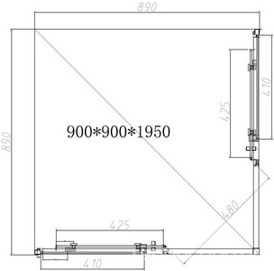 Душевой уголок 900х900хh1950мм, квадрат, (стекло прозрачное 6мм Easy Clean, фурн.цв,браш. золото),  ZZ Vincea Slim-N VSS-4SN900CLG