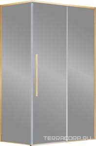 Душевой уголок 1100х900хh1950мм, прямоуг., правый/левый, (стекло прозрачное 6мм Easy Clean, фурн.цв.брашированное золото),  ZZ Vincea Slim-N VSR-4SN9011CLG