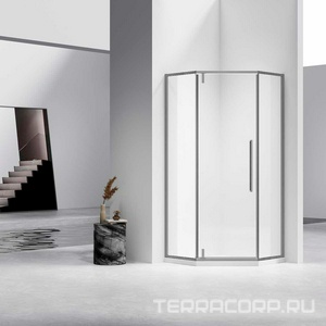 Душ.уголок 1000х1000хh1950мм, 5-ти угольн, распаш.дверь правая/левая, с 2 неподв.сегмент.(ст.прозр.6мм Easy Clean, фурнит.цв.воронен.сталь), ZZ Vincea Slim-N VSP-4SN100CLGM