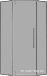 Душ.уголок 1000х1000хh1950мм, 5-ти угольн, распаш.дверь правая/левая, с 2 неподв.сегмент.(ст.прозр.6мм Easy Clean, фурнит.цв.воронен.сталь),Slim-N ZZ