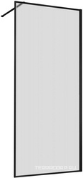 Душевая перегородка 900хh2000мм, правая/левая, (стекло рифленое 8мм Easy Clean, укорачиваемый кронштейн 1200мм, фурнит.цв.черный матовый), Walk-In ZZ