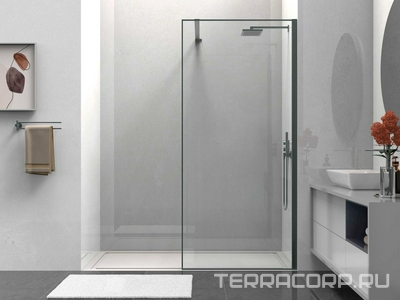 Душевая перегородка 800хh2000мм, правая/левая, (стекло прозрачное 8мм Easy Clean, укорачиваемый кронштейн 1200мм, фурнит.цв.вороненая сталь) ZZ Vincea Walk-In VSW-1HS800CLGM