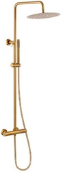 Смеситель-термостат для душа, со стационарным верхн.душем 30см., душевая лейка, шланг в компл., (цв.золото), Select ZZ