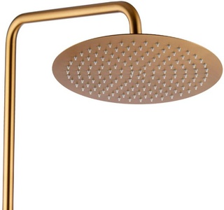 Смеситель-термостат для душа, со стационарным верхн.душем 30см., душевая лейка, шланг в компл., (цв.золото),  ZZ Swedbe Select 2791GO