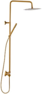 Смеситель-термостат для душа, со стационарным верхн.душем 30см., душевая лейка, шланг в компл., (цв.золото),  ZZ Swedbe Select 2791GO