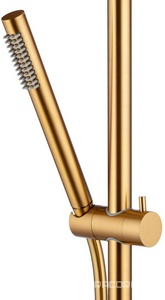 Смеситель-термостат для душа, со стационарным верхн.душем 30см., душевая лейка, шланг в компл., (цв.золото),  ZZ Swedbe Select 2791GO