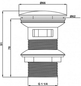 Донный клапан для сливного отверстия раковин/биде с переливом, запираемый, G 1 1/4, (цв.золото),  ZZ Swedbe Select 0005GO