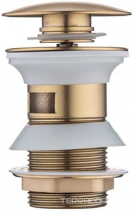 Донный клапан для сливного отверстия раковин/биде с переливом, запираемый, G 1 1/4, (цв.золото),  ZZ Swedbe Select 0005GO