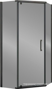 Душевой уголок 1000х1000хh1950мм, 5-ти угольный, распашн дверь правая/левая, с 2 неподв.сегмент, (стекло прозр.6мм, фурн.цв.воронен.сталь),  ZZ Vincea Stresa VSP-1S100CLGM