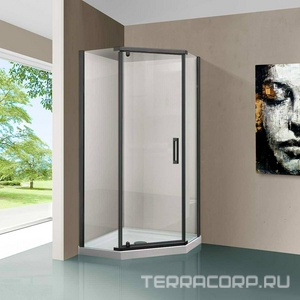 Душевой уголок 1000х1000хh1950мм, 5-ти угольный, распашн дверь правая/левая, с 2 неподв.сегмент, (стекло прозр.6мм, фурн.цв.воронен.сталь),  ZZ Vincea Stresa VSP-1S100CLGM
