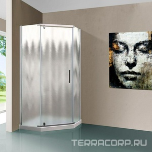 Душевой уголок 900х900хh1950мм, 5-ти угольный, распашая дверь правая/левая, с 2 непод. сегмент,(стекло шиншила.6мм, фурнит.цв.хром),  ZZ Vincea Stresa VSP-1S900CH