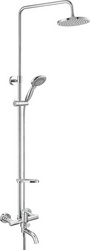 Смеситель для ванны(душа), со стационарным верхн.душем 20см., душевая лейка, шланг в компл., (цв.хром), Hermes ZZ
