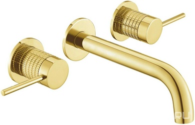 Смеситель для раковины, встраиваемый в стену, внутрен. часть в компл., (цв.брашированное золото), Groove ZZ