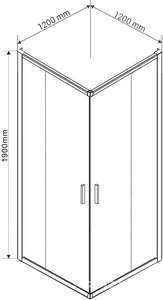 Душевой уголок 1200х1200хh1900мм, квадрат, раздвижн., (стекло прозрачное 6мм, фурн.цв.брашированное золото),  ZZ Vincea Garda VSS-1G1212CLG