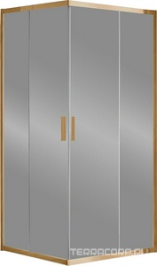 Душевой уголок 1200х1200хh1900мм, квадрат, раздвижн., (стекло прозрачное 6мм, фурн.цв.брашированное золото),  ZZ Vincea Garda VSS-1G1212CLG