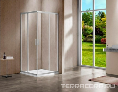 Душевой уголок 900х900хh1900мм, квадрат, правый/левый, (стекло прозрачное 6мм, фурн.цв.брашированный никель),  ZZ Vincea Garda VSS-1G900CLBN